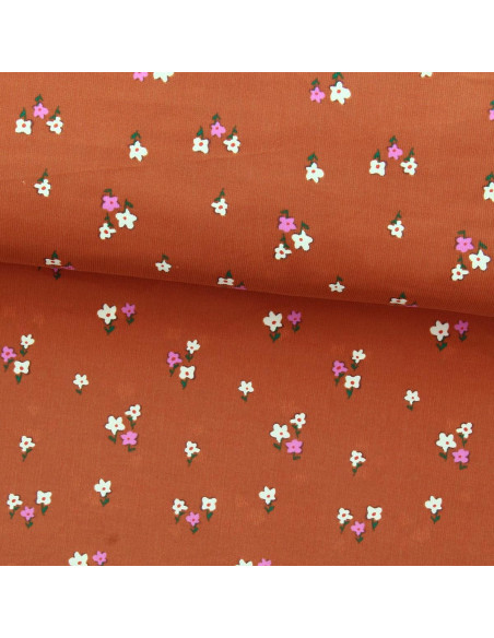Tissu velours milleraies imprimé - Joyflo rouille
