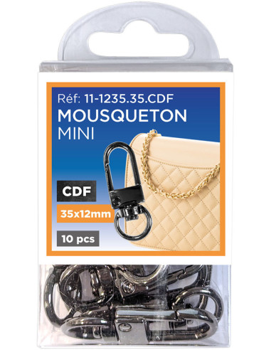 Set de 10 mini mousquetons pivotants - Canon de fusil 35 x 12 mm