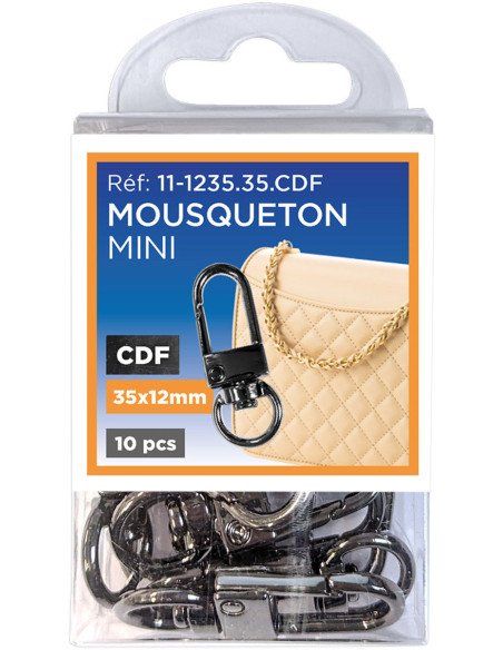 Set de 10 mini mousquetons pivotants - Canon de fusil 35 x 12 mm