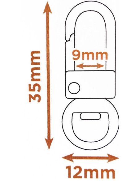 Set de 10 mini mousquetons pivotants - Doré 35 x 12 mm