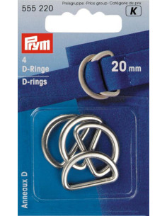 Boite de 4 anneaux en D - Argent 20 mm
