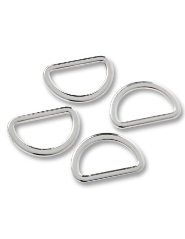 Boite de 4 anneaux en D - Argent 20 mm