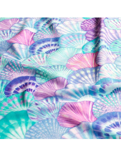 Tissu lycra maillot de bain - Coquillage bleu