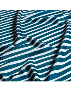 Tissu lycra maillot de bain - Rayures bleu canard