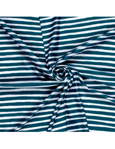 Tissu lycra maillot de bain - Rayures bleu canard 2