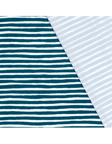 Tissu lycra maillot de bain - Rayures bleu canard