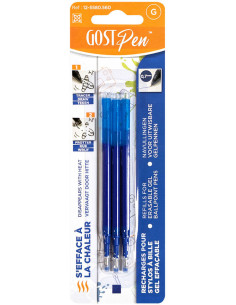 Set de 3 recharges pour stylos à bille effaçables à la chaleur - Bleu marine