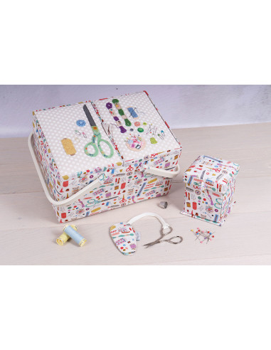 Boite à couture double couvercle - Broderie