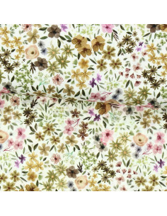 Tissu viscose fantaisie - Romane naturel et lilas