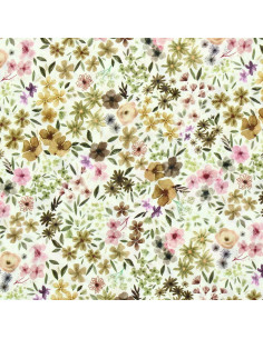 Tissu viscose fantaisie - Romane naturel et lilas 2