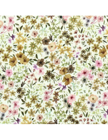 Tissu viscose fantaisie - Romane naturel et lilas