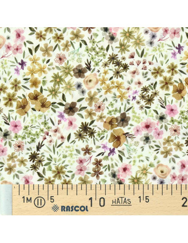 Tissu viscose fantaisie - Romane naturel et lilas