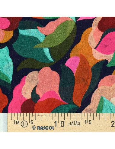Tissu viscose fantaisie - Abigael noir et multicolore