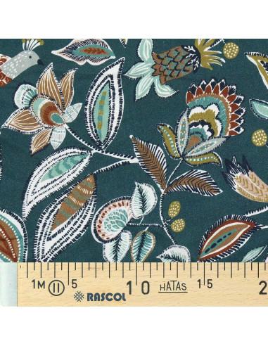 Tissu viscose fantaisie - Vamika ardoise et toffee