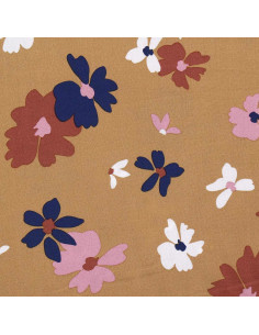 Tissu viscose fantaisie - Aidina camel et bleu 2