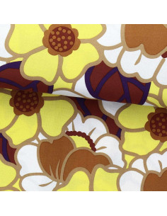 Tissu viscose fantaisie - Clemone écru et jaune