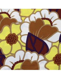 Tissu viscose fantaisie - Clemone écru et jaune 2