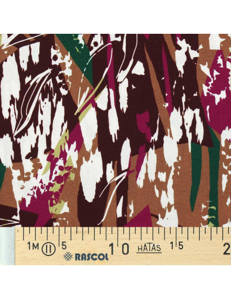 Tissu viscose fantaisie - Massio caramel et dahlia