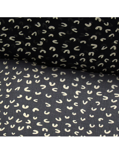 Tissu mousseline imprimée - Abstrait noir