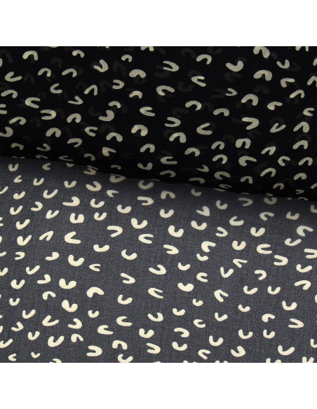 Tissu mousseline imprimée - Abstrait noir