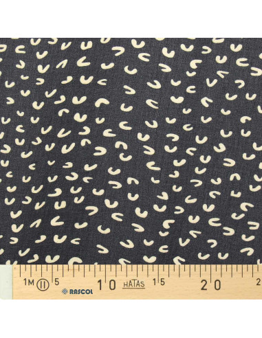Tissu mousseline imprimée - Abstrait noir