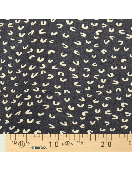 Tissu mousseline imprimée - Abstrait noir