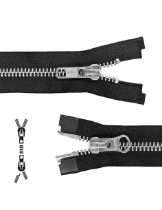 Fermeture bouche à bouche séparable métal 80 cm - Noir maille argent