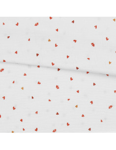 Tissu double gaze imprimé - Coreo blanc et rouge