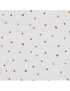 Tissu double gaze imprimé - Coreo blanc et rouge 2