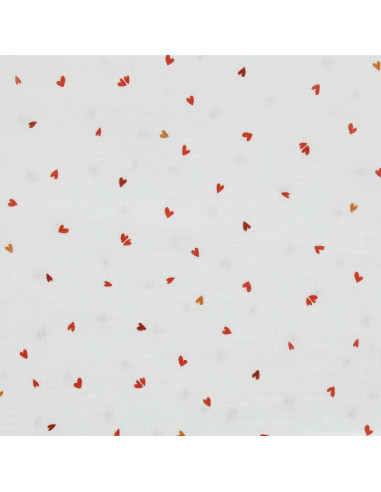 Tissu double gaze imprimé - Coreo blanc et rouge