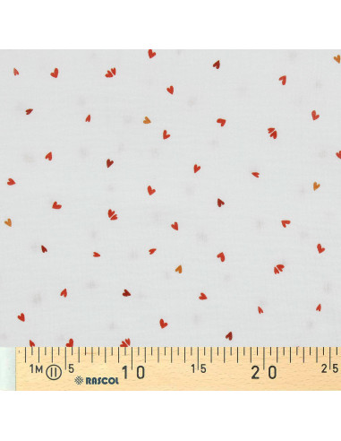 Tissu double gaze imprimé - Coreo blanc et rouge