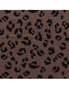 Tissu double gaze imprimé - Fauve taupe et noir 2