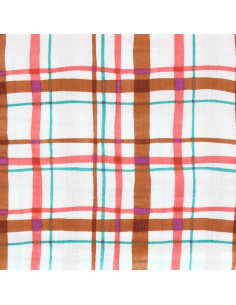 Tissu double gaze imprimé - Lucien écru et orange 2