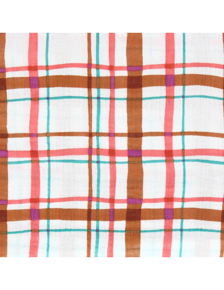 Tissu double gaze imprimé - Lucien écru et orange