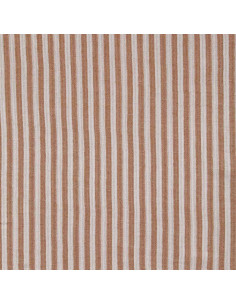 Tissu double gaze gaufrée rayures - Caramel et blanc cassé 2