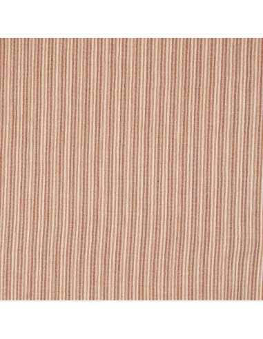 Tissu double gaze gaufrée rayures - Caramel et blanc cassé