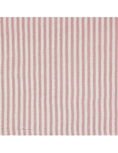Tissu double gaze gaufrée rayures - Vieux rose et blanc cassé 2