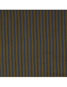 Tissu double gaze gaufrée rayures - Bronze et cobalt 2