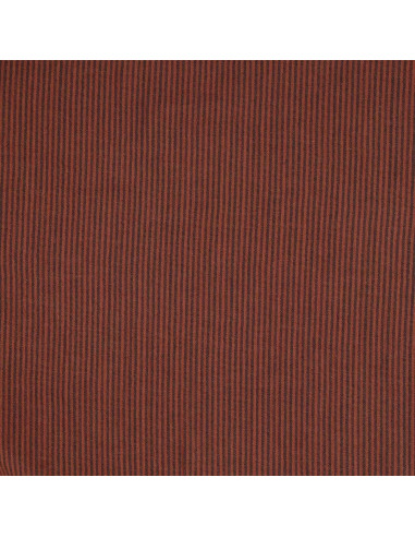 Tissu double gaze gaufrée rayures - Charbon et toffee