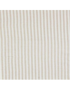 Tissu double gaze gaufrée rayures - Galet et blanc cassé 2