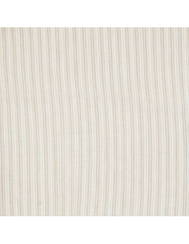 Tissu double gaze gaufrée rayures - Galet et blanc cassé