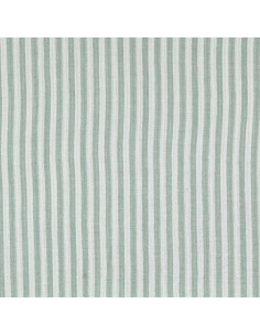 Tissu double gaze gaufrée rayures - Vert de gris et blanc cassé 2