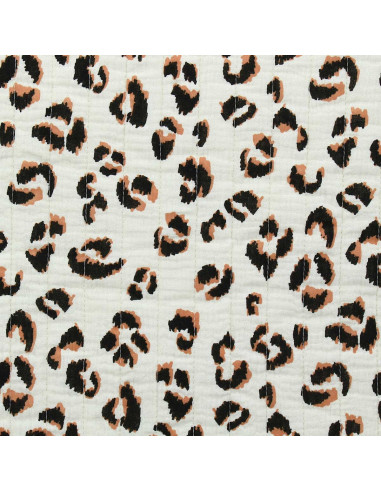 Tissu coton matelassé - Fauve écru