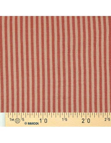 Tissu double gaze gaufrée rayures - Skin et paprika