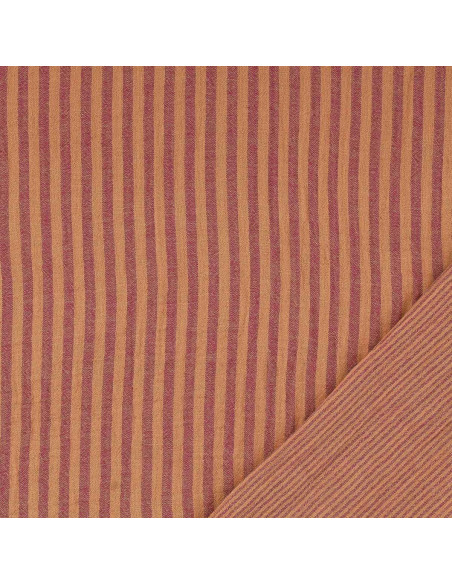 Tissu double gaze gaufrée rayures - Cassonade et Dahlia