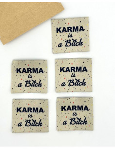 Lot de 5 étiquettes tissées à coudre Karma is a bitch 2
