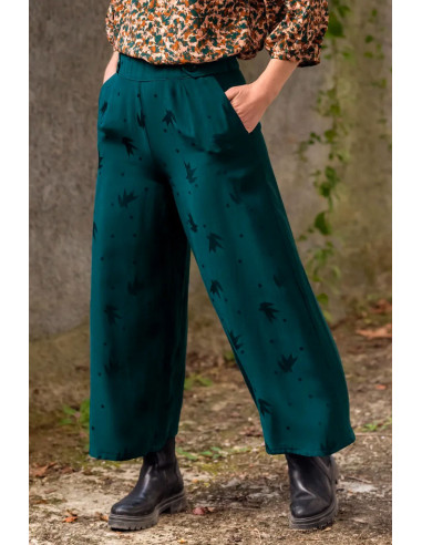 Tissu jacquard de viscose Streli vert dark lagune - Églantine & Zoé