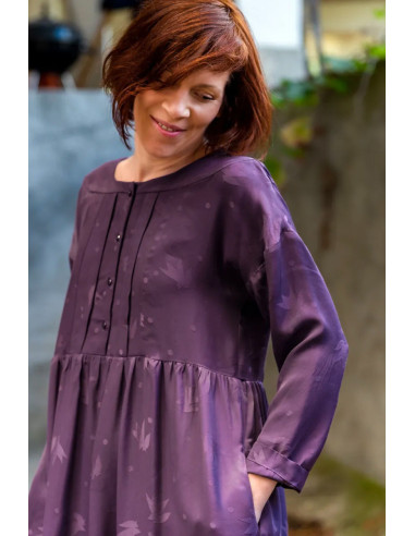 Tissu jacquard de viscose Streli Violet - Églantine & Zoé