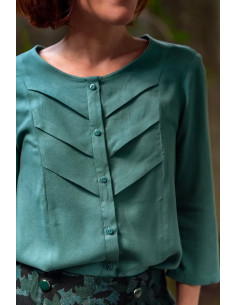 Tissu crêpe de viscose Vert Eucalyptus - Églantine & Zoé 2