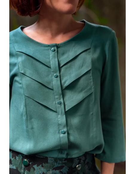 Tissu crêpe de viscose Vert Eucalyptus - Églantine & Zoé
